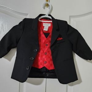 Kids suit black and red...coat, pant and vest with tie for age 2 years